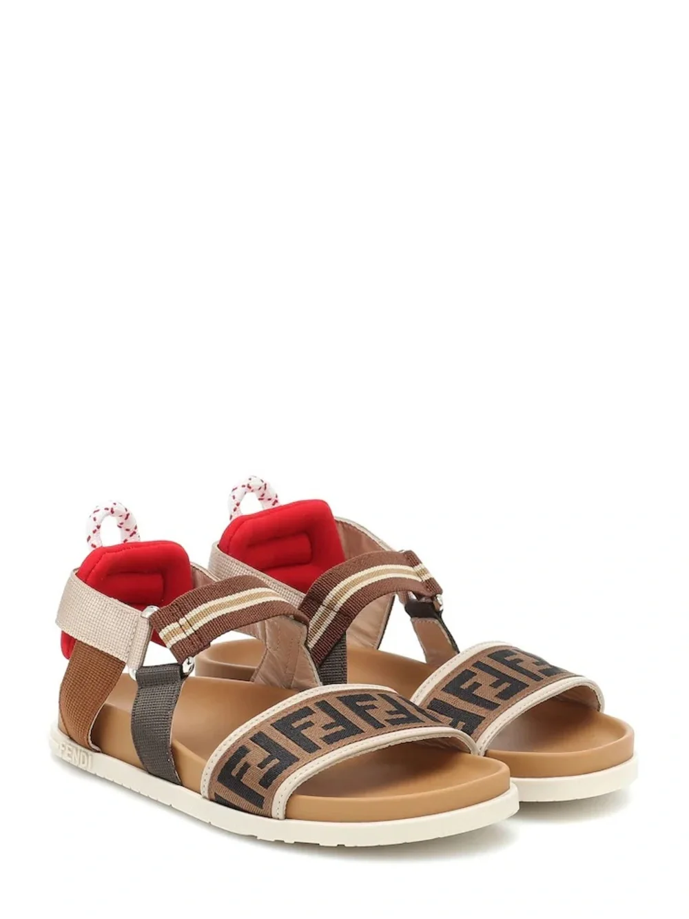 FENDI Kids Brown Logo-Print Strappy Sandals. LIKE NEW. Size 19